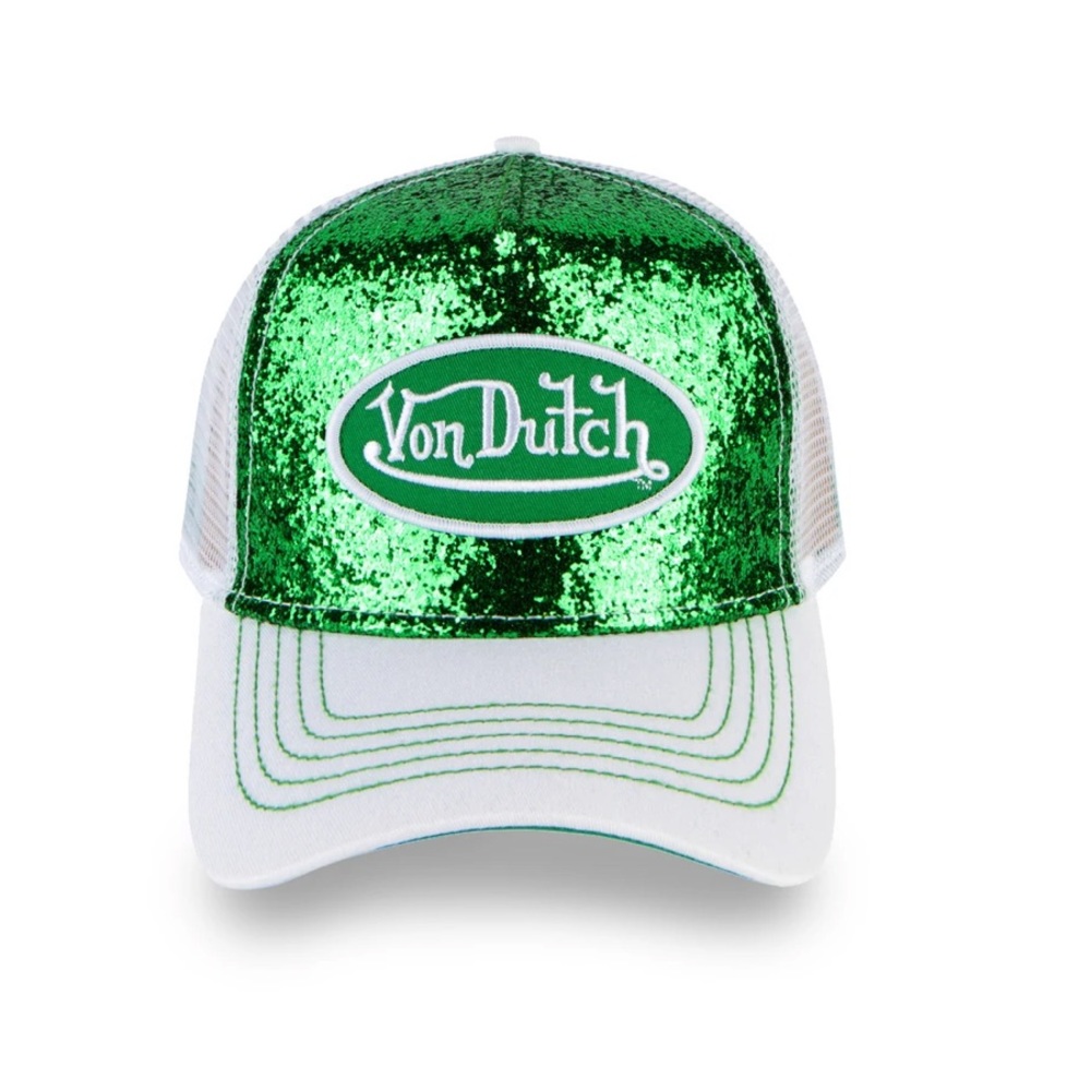 Von Dutch green sparkle trucker hat
